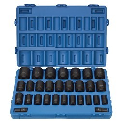 GP® 8029D Impact Socket Set, Yes Impact Rated, Measurement System: SAE, 6 Points, 3/4 in Drive, 29 Piece